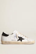 Golden Goose Superstar Piel Blanca / Estrella Negra con Cristales Swarovski / Talón Negro con Glitter / Agujetas Blanca