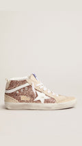 Golden Goose Mid Star Beige / Glitter Rosa Dorado / Estrella Blanca