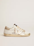 Golden Goose Superstar Blanco / Estrella Dorada Metálica / Talón Dorado Metálico / Agujetas Beige