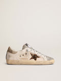 Golden Goose Superstar Blanco / Estrella Animal Print / Talón Dorado Metálico / Puntera Plata Glitter
