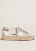 Golden Goose Hi Star Piel Blanca / Estrella Plateada Metálica / Talón Glitter Rosa / Plataforma Vintage