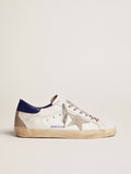 Golden Goose Superstar Blanco / Estrella Gris de Gamuza / Talón Azul Marino / Agujetas Grises