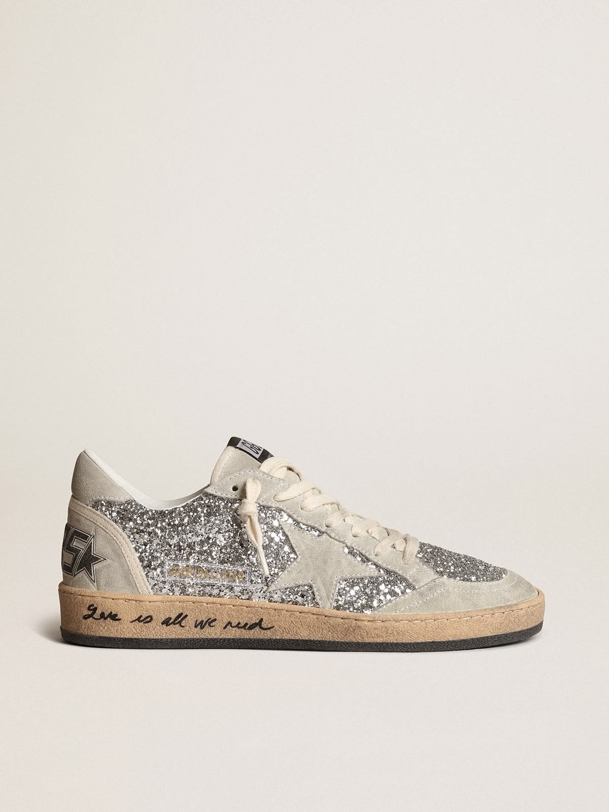 Golden Goose Ball Star Plata Glitter / Estrella Gris / Talón Gris