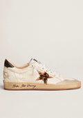 Golden Goose Ball Star Blanco / Estrella Animal Print / Talón Negro / Puntera Beige de Gamuza / Agujetas Blancas / Suela “Never Stop Dreaming”