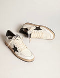 Golden Goose Ball Star Blanco / Estrella Negra / Talón Negro / Puntera Blanca Craquelada / Agujetas Blancas