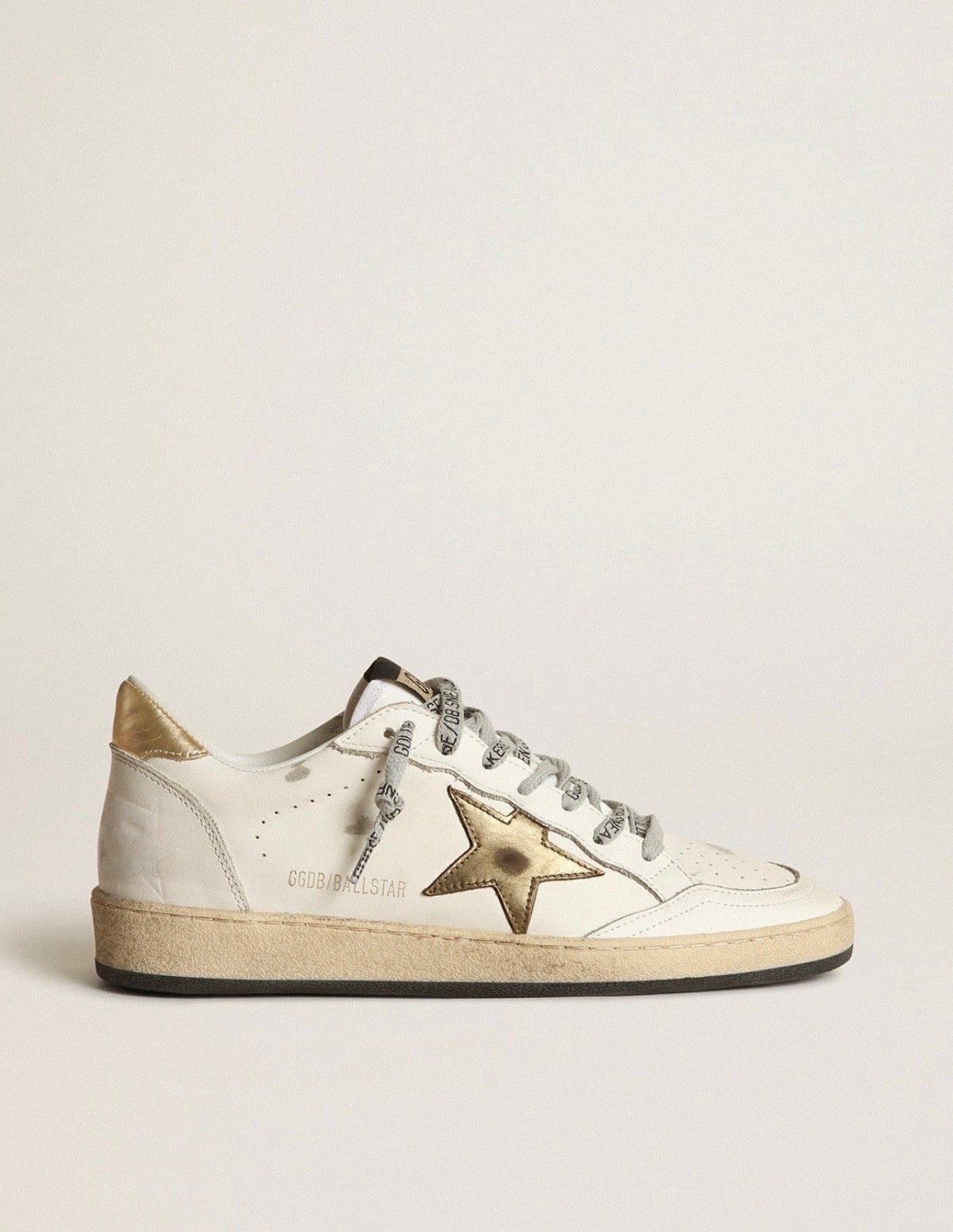 Golden Goose Ball Star Blanco / Estrella Dorada Metálica / Talón Dorado / Agujetas Logo GGDB