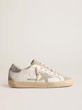 Golden Goose Superstar Blanco / Estrella Gris de Gamuza / Talón Plata Glitter / Puntera Beige de Gamuza / Agujetas Beige