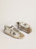 Golden Goose Superstar Blanco / Estrella Animal Print Cebra / Talón Plateado Metálico / Puntera Beige de Gamuza / Agujetas Logo Golden Goose