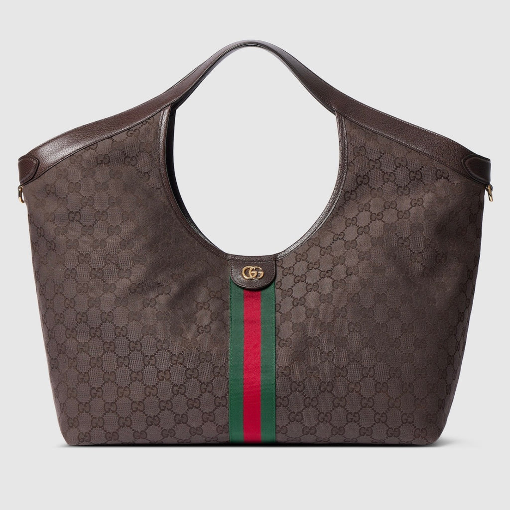 Bolsa tote grande Gucci Giglio Café obscuro