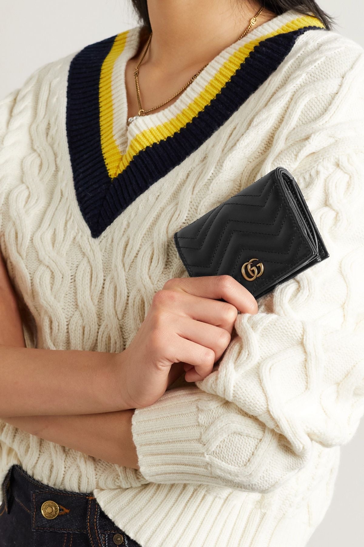 Gucci GG Marmont quilted leather wallet Negro
