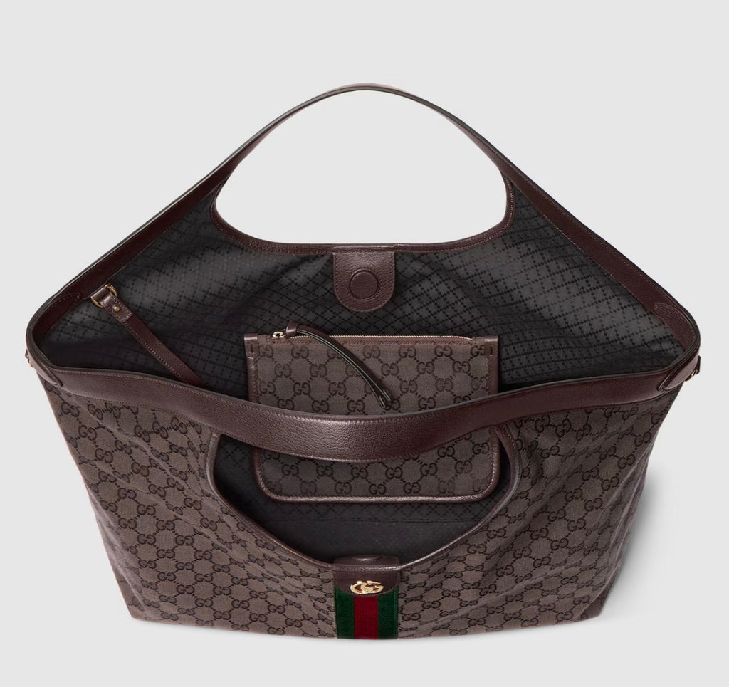 Bolsa tote grande Gucci Giglio Café obscuro
