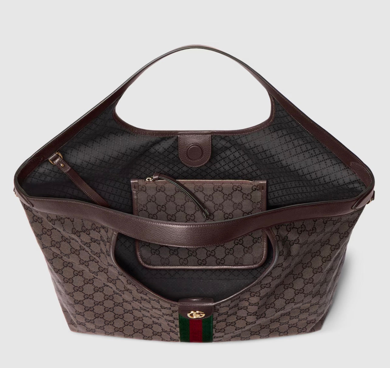 Bolsa tote grande Gucci Giglio Café obscuro