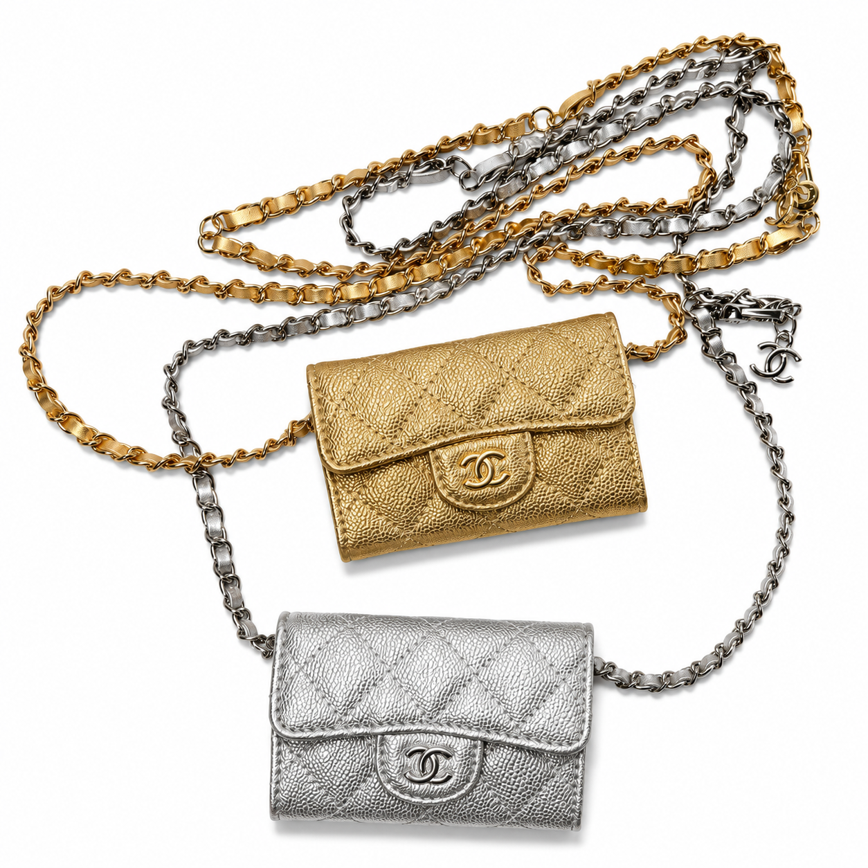 Chanel Mini Vert Dorada y Plateada