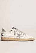 Golden Goose Ball Star Piel Blanca / Estrella Glitter Plateada / Talón Glitter Plateado / Agujetas Gris Claro