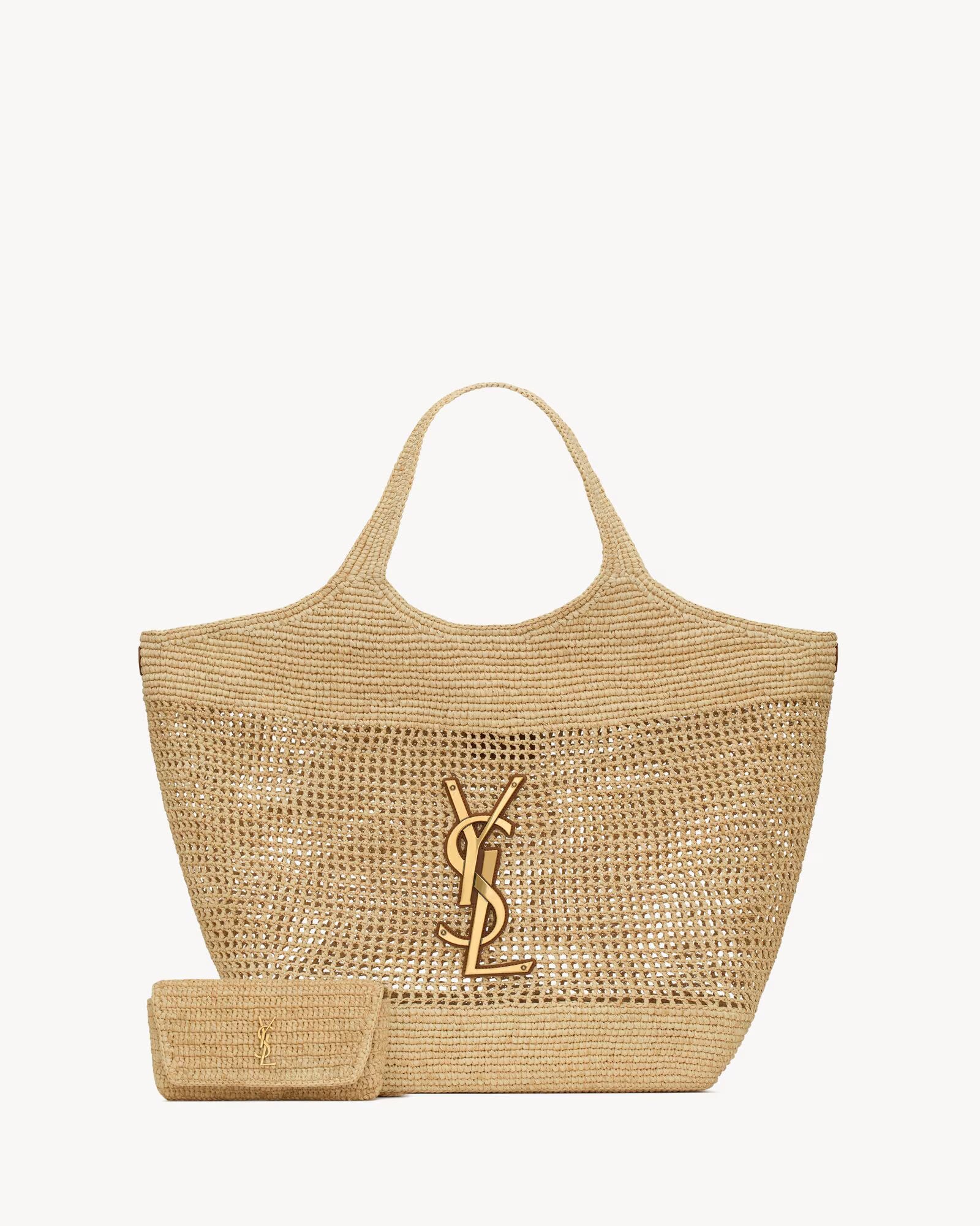 YSL Maxibolso shopper icare de croché de rafia