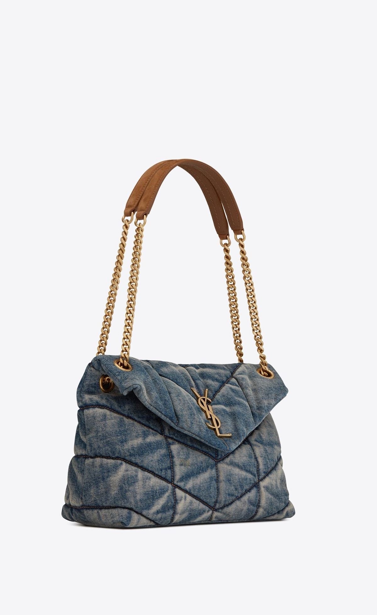 YSL Loulou Puffer Denmin Chain Bag