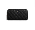 Chanel Matelasse Quilted Black Zippy Wallet
