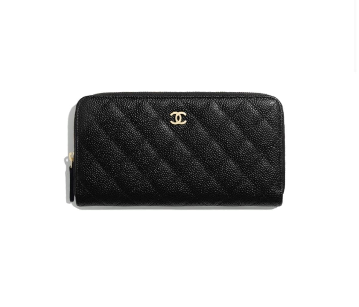 Chanel Matelasse Quilted Black Zippy Wallet