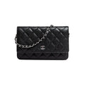 Chanel Black and Silver Classic Wallet On Chain Bag