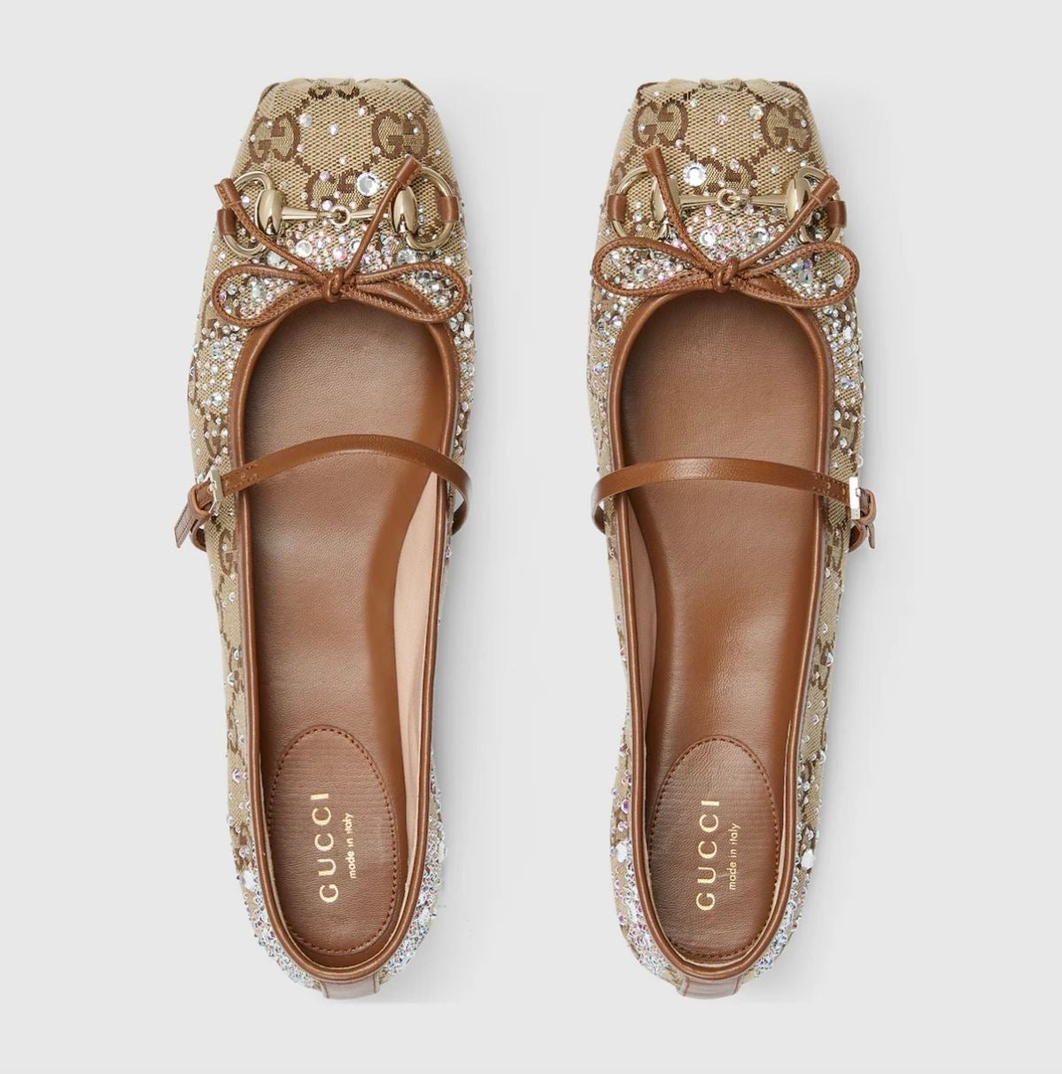 Gucci Horsebit Crystal ballet flats