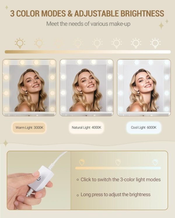 Coiffeuse Moderne avec 10 Lumières LED, Miroir Haute Définition et 9 Espaces de Rangement